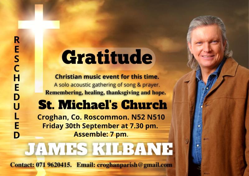 Rescheduled James Kilbane Concert in Croghan