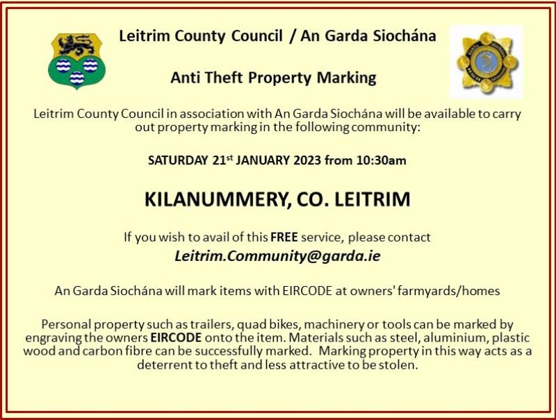 Anti-theft property marking event in North Leitrim