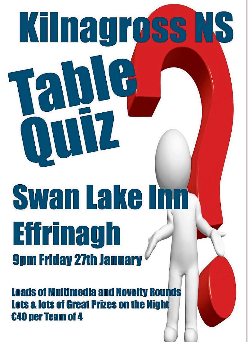 Fundraising table quiz in aid of Leitrim school