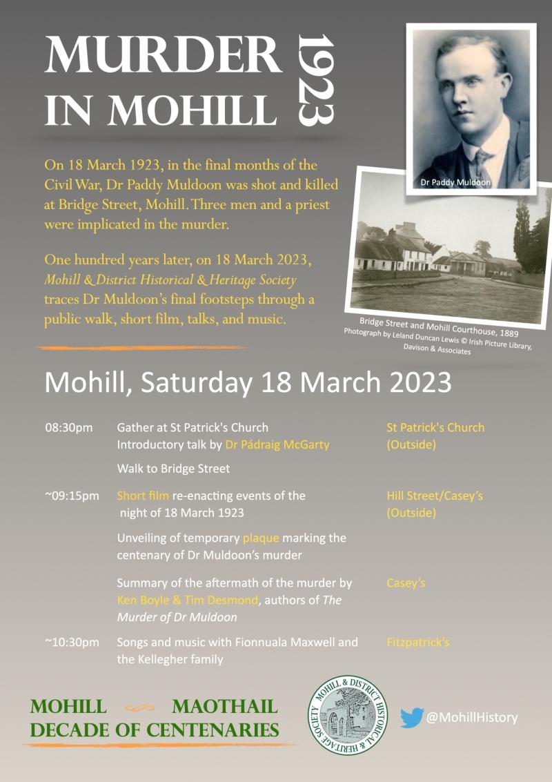 Mohill Historical Society to trace Dr Muldoon’s final footsteps tonight
