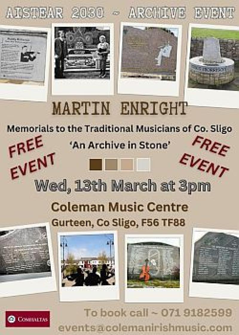 An Archive in Stone’ free event takes place at the Coleman Music Centre