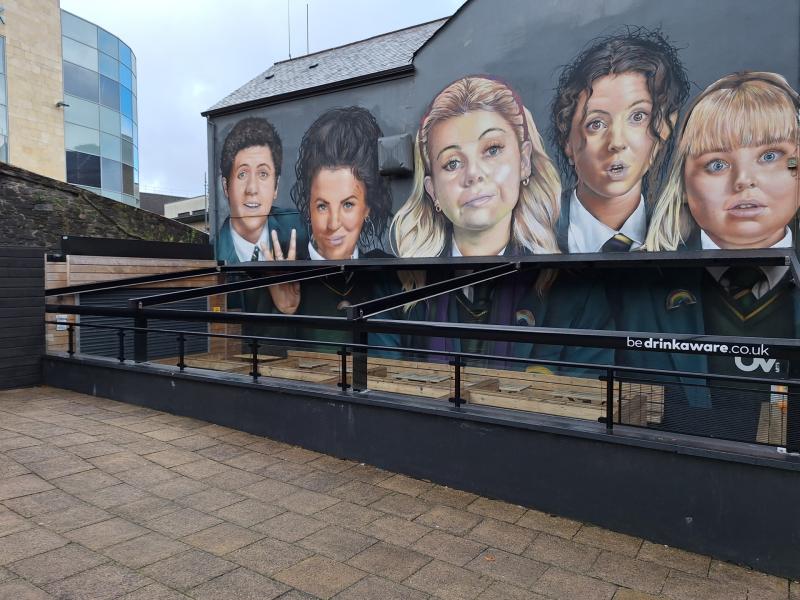 Derry Girls mural on Badgers Bar