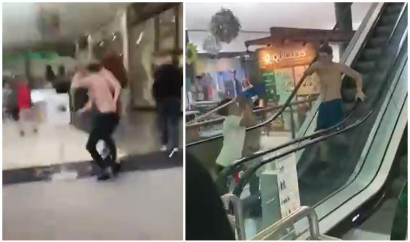 Shoppers shocked as mop is used in bare-chested brawl inside Irish shopping centre