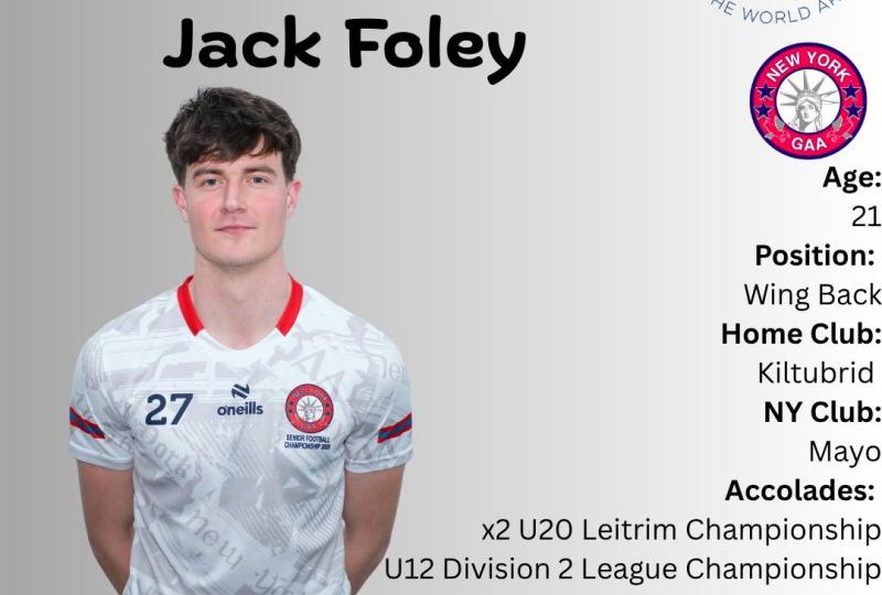 Kiltubrid's Jack Foley to start for New York against Roscommon as Sligo name team to take on Leitrim