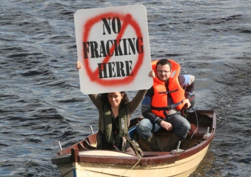   Anti Fracking Protest Demonstrators take to the water at Carrick On Shannon Saturday. Photo Brian Farrell