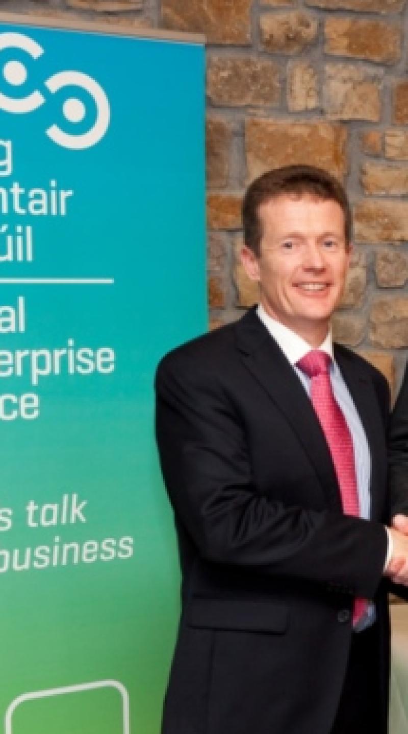 The Leitrim County Final of Irelands Best Young Entrepreneur Competition took place in Lough Rynn last week. Pictured L-R Joe Lowe, Head of Local Enterprise, Brian Moran, Leitrims Best Young Entrepr