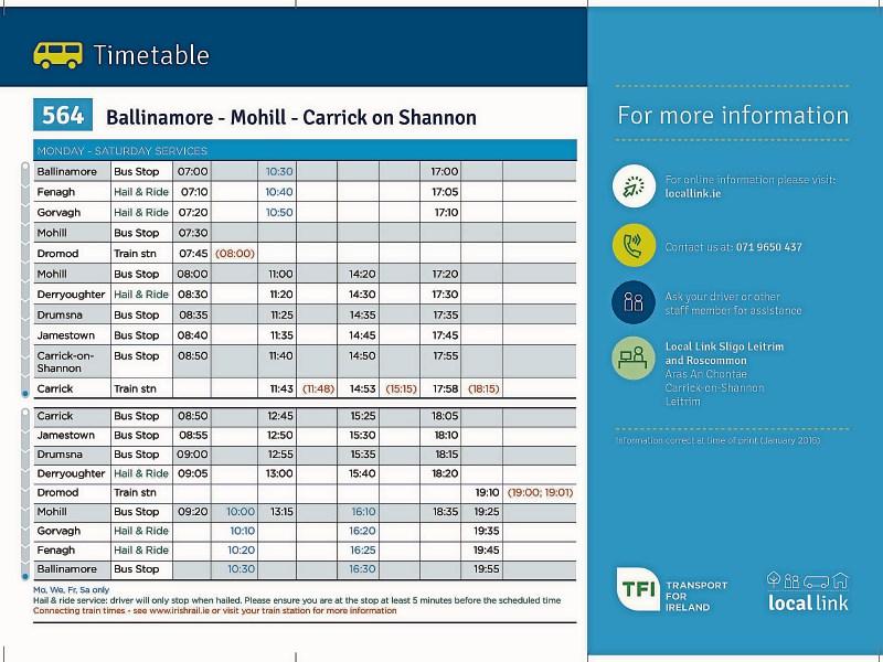 New increased bus services for South Leitrim