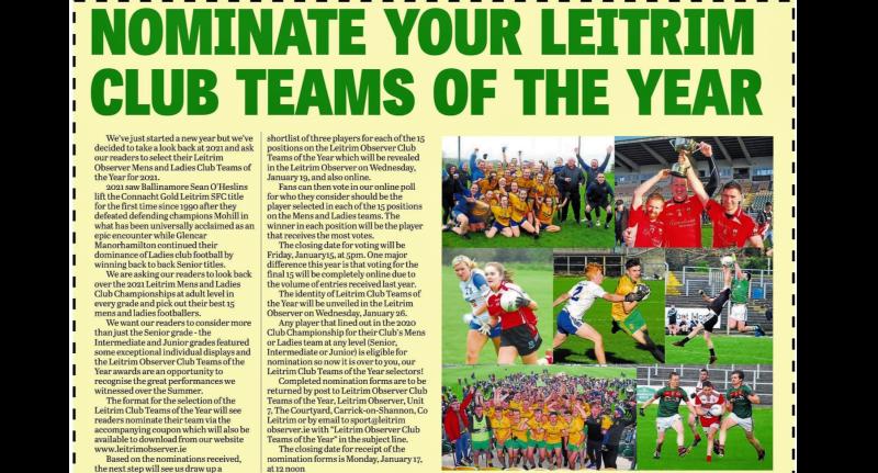 Deadline extended for nominations for Leitrim Observer Mens & Ladies Club Teams of the Year