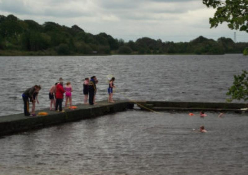 Swimmers at Keeldra Lake, outside Mohill