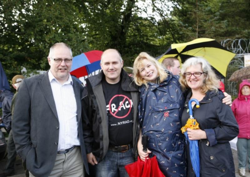 Big smiles from Tom White, Eddie Mitchell, Dianne Little and Tanya Jonnes at the decision by Minister Durkan not to drill in Belcoo.