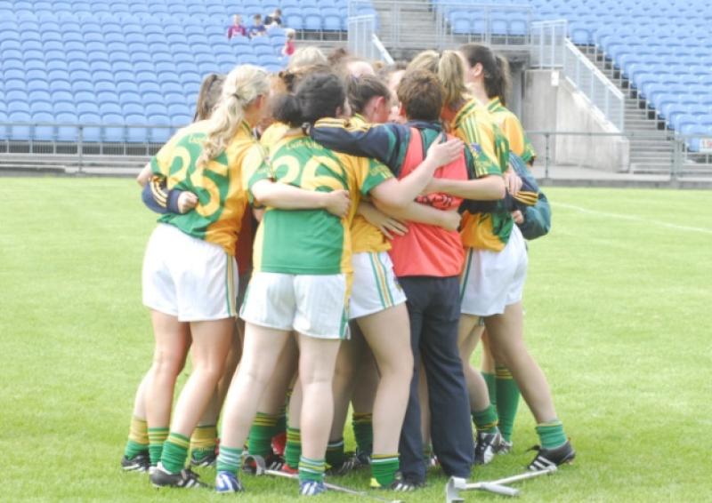 Leitrim players celebrate after winning the TG4 Connacht Ladies Intermediate Final - the Ladies take on Limerick in their first game since that Final next Saturday in Banagher in the All-Ireland Quarter-Finals. Photo by Willie Donnellan