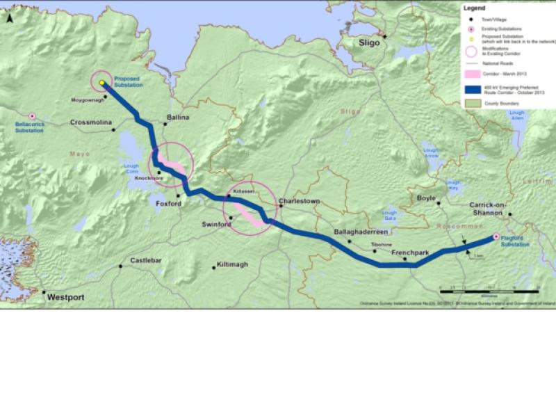 Eirgrid Preferred Route from North Mayo to Flagford, co Roscommon