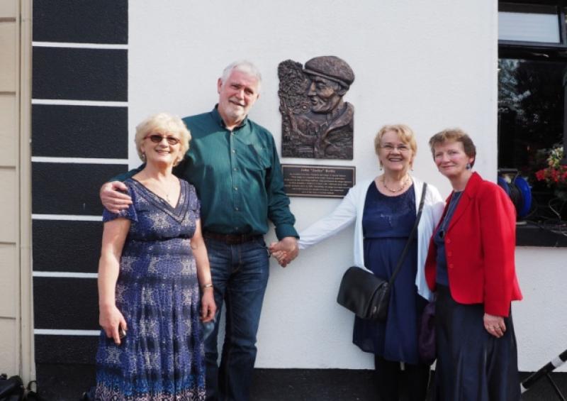The Grehan Sisters pictured with Charlie McGettigan at the unveiling of the John Reilly plaque in Boyle.Photo by  Joe Regan.