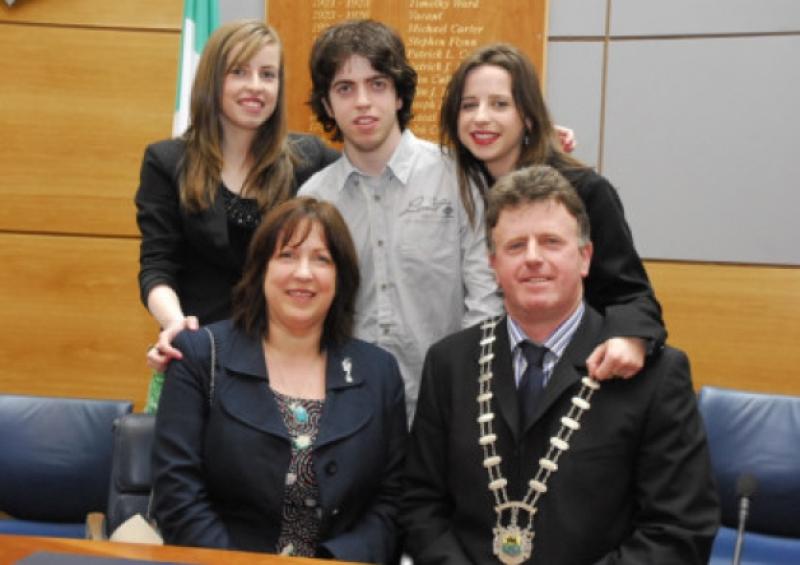 Cathaoirleach Sean McDermott is pictured with his wife Maureen and children Lisa, Shane and Carole at his recent inauguration.