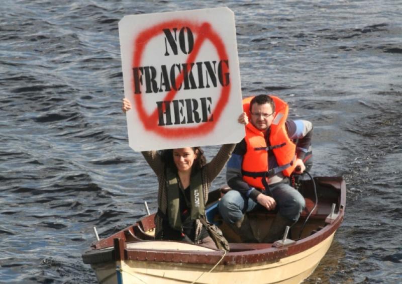22/9/2012  Anti Fracking Protest.Demonstrators take to the water at Carrick On Shannon Saturday.Photo Brian Farrell