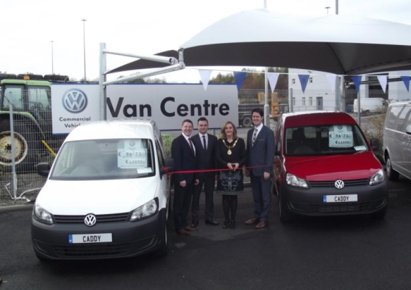 Morgan O Reilly (Commercial Vehicle Sales Manager), Art Thornbury (Commercial Vehicle Sales Executive) , Marcella McGarry (Mayor of Sligo), Neil Connolly (Dealer Principal) are pictured at the launch of the official opening of the specialised Commercial Vehicle centre at Carraroe, Sligo.