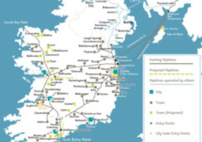A map from the Gaslink report showing no gas pipeline in the North West.