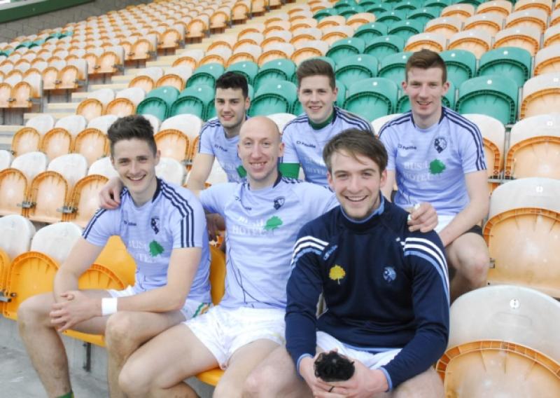 All ready for Galway! (Back, from left) Damien Moran, Brendan Flynn, Shane Quinn. (Front) James Flynn, James McGrail and Conor Farrell.