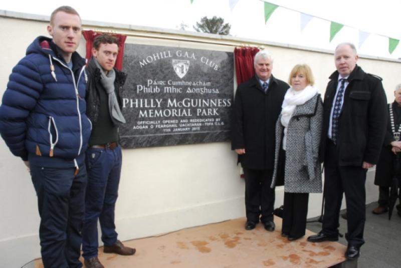 GAA President Elect Aogan O Fearghaill pictured with Michael, John and Phil McGuinness and Mohill GAA Club Chairman Padraig McLoughlin