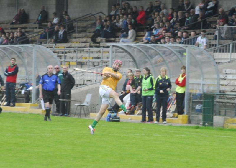 Padraig O'Donnell strikes for a point from near the sideline in Brewster Park.