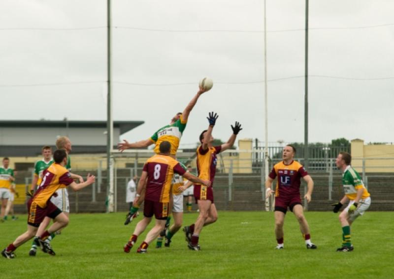 Reach for it! Action from Annaduff's victory over Gortletteragh last Sunday in Pairc Sean Mac Diarmda.