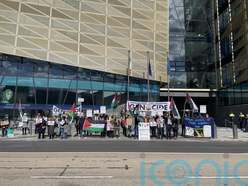 Protesters condemn ‘loans for genocide’ in Central Bank demo over Israel Bonds