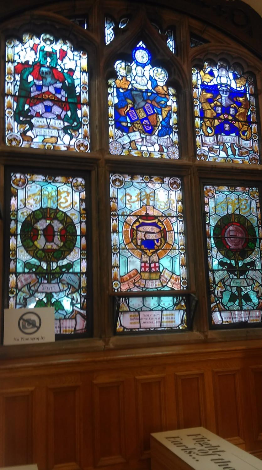 Stained glass windows in Guildhall