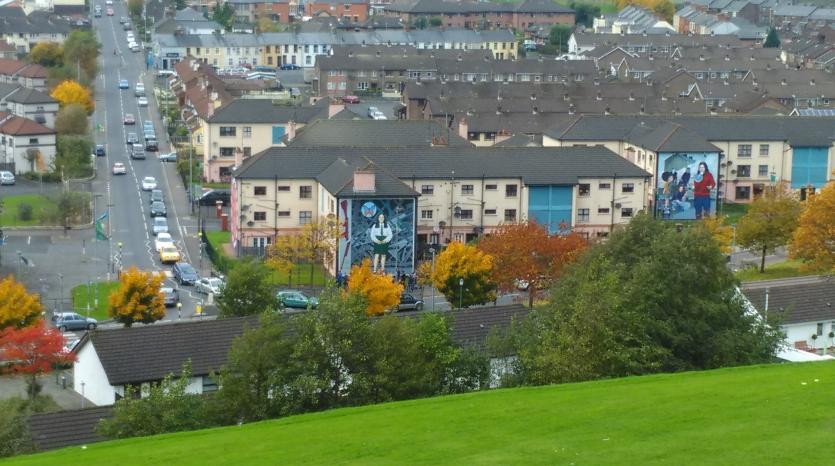 View of the Bogside murals from Derry City Walls