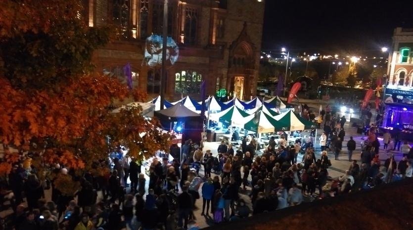 Crowds attending the Halloween festivities in Derry