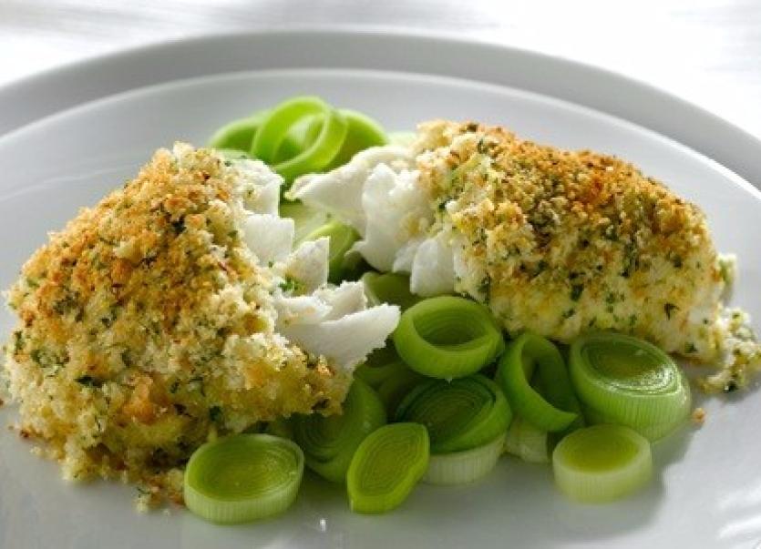 Crusted Haddock with Herb Mash And Creamy Leeks Leitrim Observer