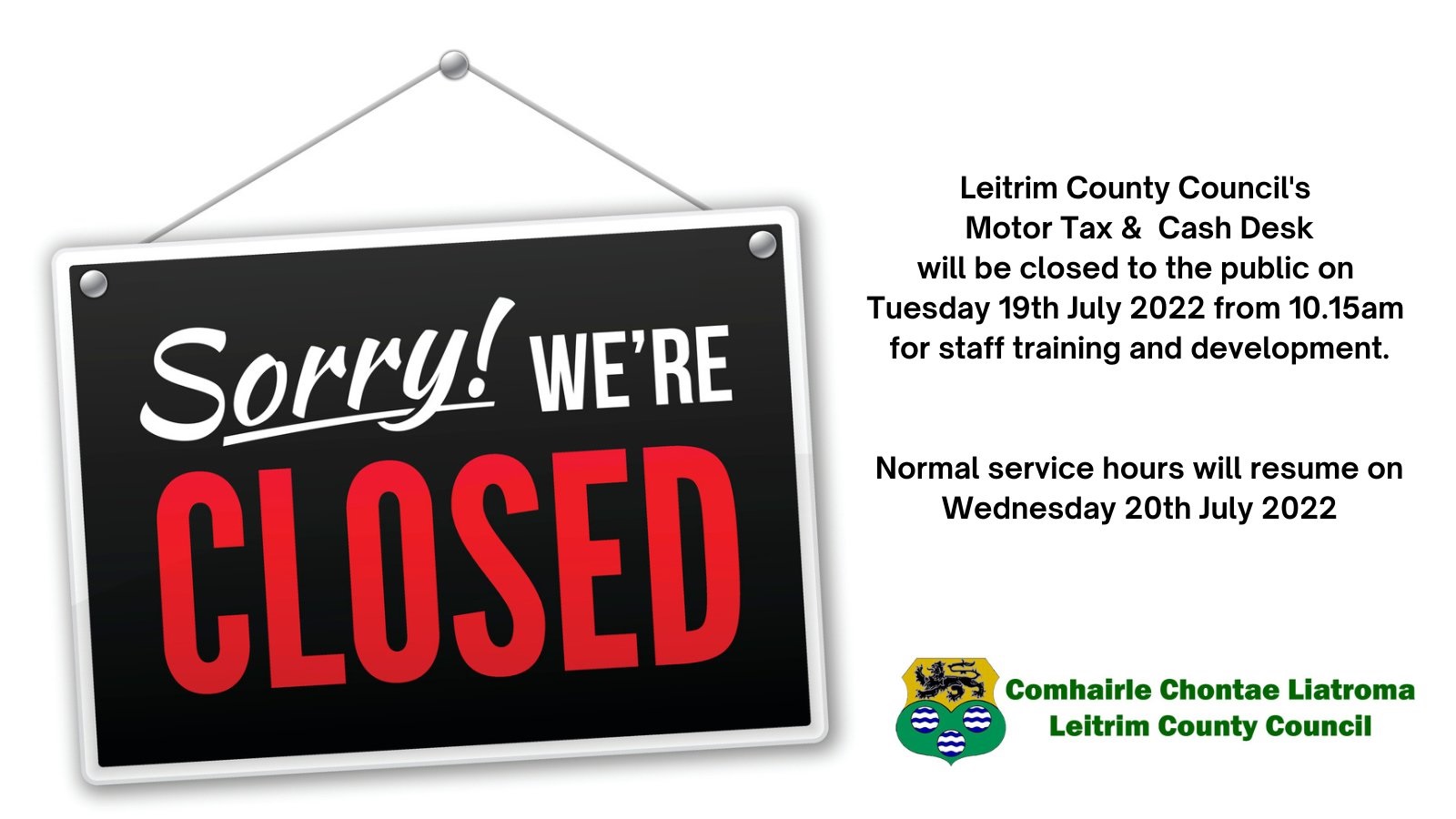 Temporary closure of Leitrim Motor Tax office today Ireland Live