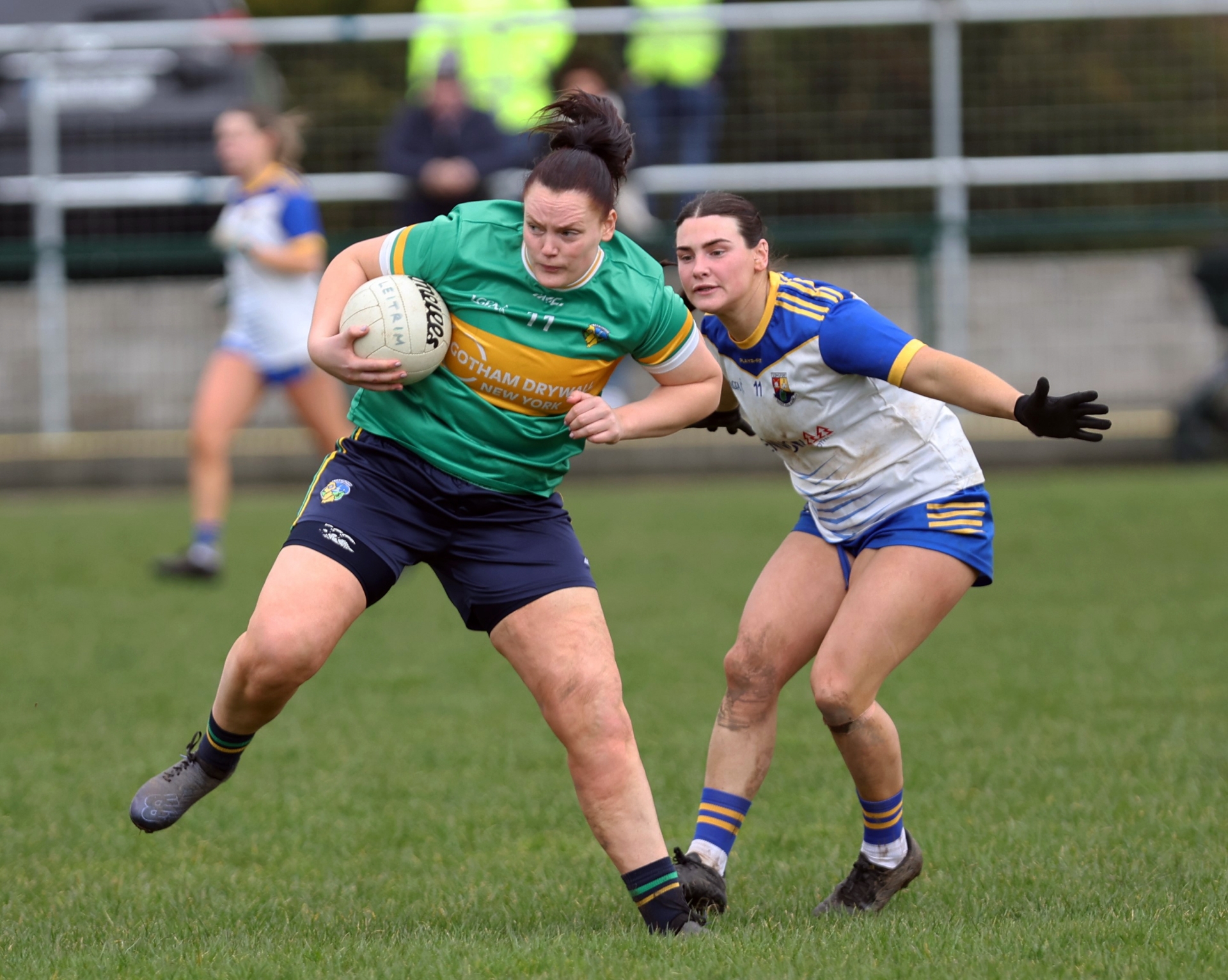 Leitrim captain Michelle Guckian on the ball against Longford